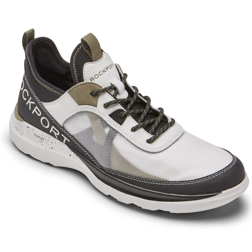 Rockport Sneakers Herren Weiß/Schwarz - Truflex Hybrid Mudguard Tie - NRSIBK015